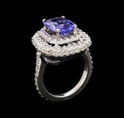 14KT White Gold 3.18 ctw Tanzanite and Diamond Ring