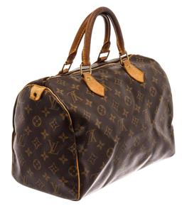 Louis Vuitton Brown Monogram Canvas Leather Speedy 30 Satchel Bag