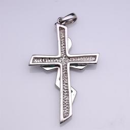 18k White Gold & Emerald Abstract Cross by Fernando Hernandez