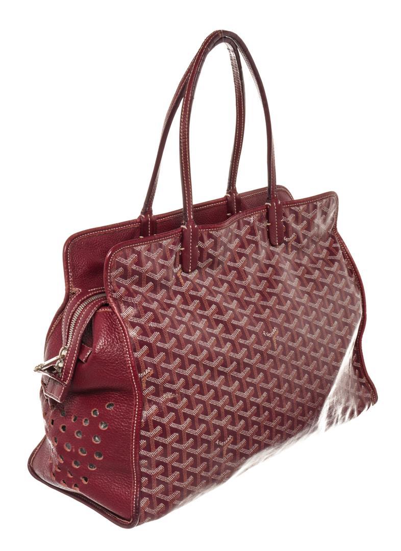 Goyard Burgundy Goyardine Canvas Leather Sac Hardy PM Tote Bag