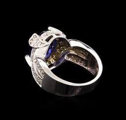 4.20 ctw Tanzanite and Diamond Ring - 14KT White Gold