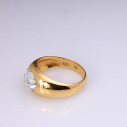 18k Yellow Gold & Custom Cut Moissanite Ring by Carlo Rici