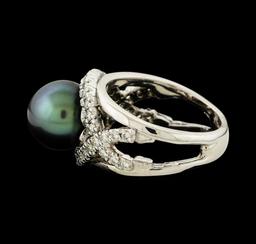 Pearl and Diamond Ring - 14KT White Gold