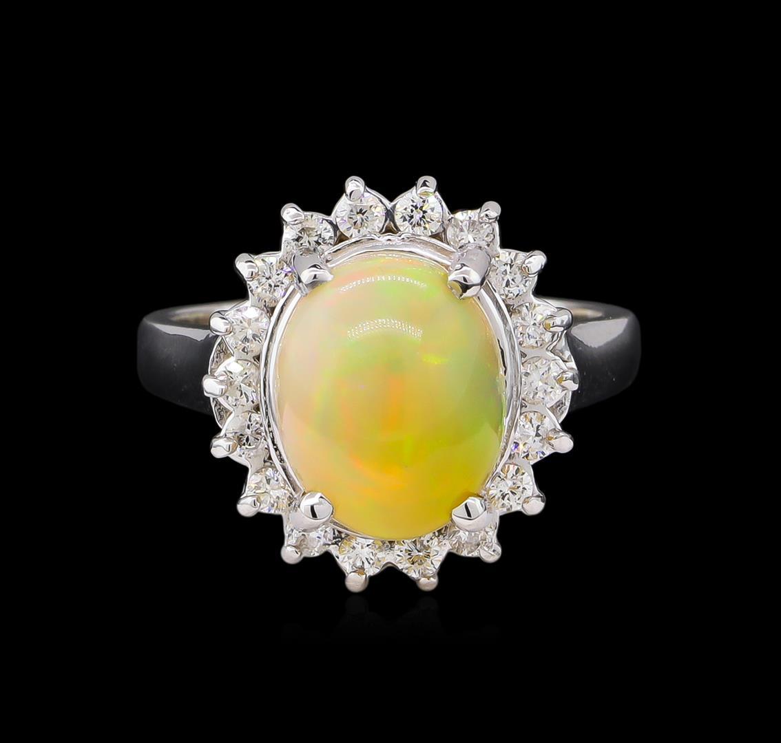 3.07 ctw Opal and Diamond Ring - 14KT White Gold