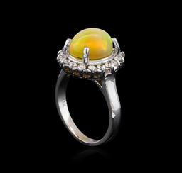 3.07 ctw Opal and Diamond Ring - 14KT White Gold