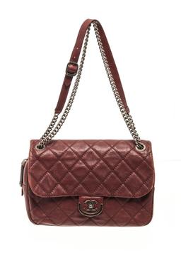 Chanel Burgundy Lambskin Chain Flap Shoulder Bag