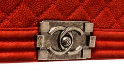 Chanel Red Soft Matte Caviar Leather Boy Large Flap Bag