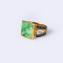 A Fine Multicolored Jadeite & Diamond Ring by Carlo Rici