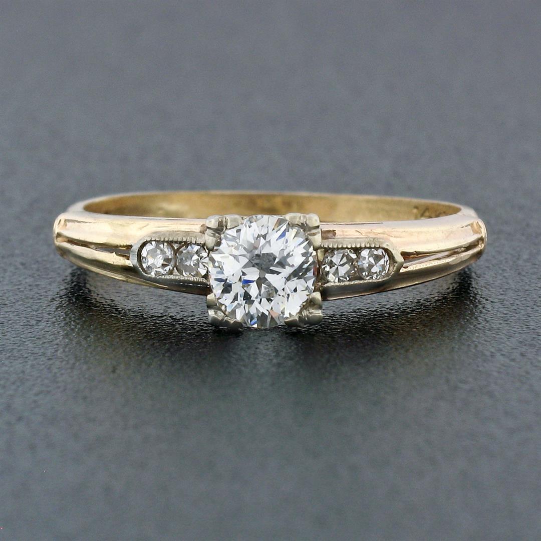 Antique 18K & 14K Gold Old European Diamond Solitaire Engagement or Promise Ring