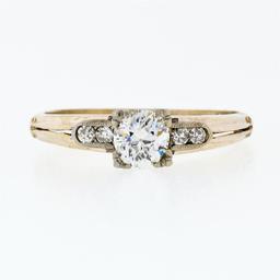 Antique 18K & 14K Gold Old European Diamond Solitaire Engagement or Promise Ring