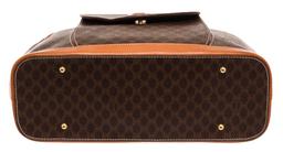 Celine Brown Fabric Leather Macadam Handbag