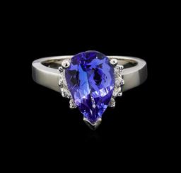 3.62 ctw Tanzanite and Diamond Ring - 14KT White Gold