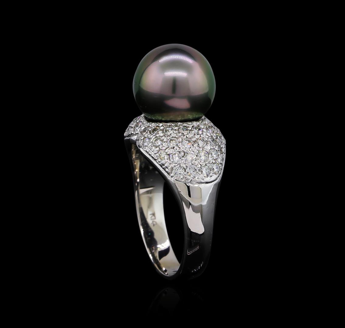0.87 ctw Pearl and Diamond Ring - 14KT White Gold