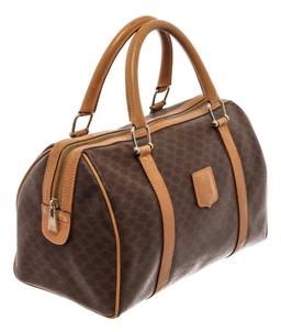 Celine Dark Brown Leather Macadam Travel Bag