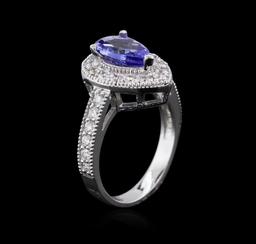 14KT White Gold 1.63 ctw Tanzanite and Diamond Ring