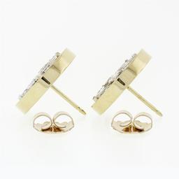 Vintage 18k Gold 2.75 ctw Floating Star Kite Cut Diamond Round Open Stud Earring