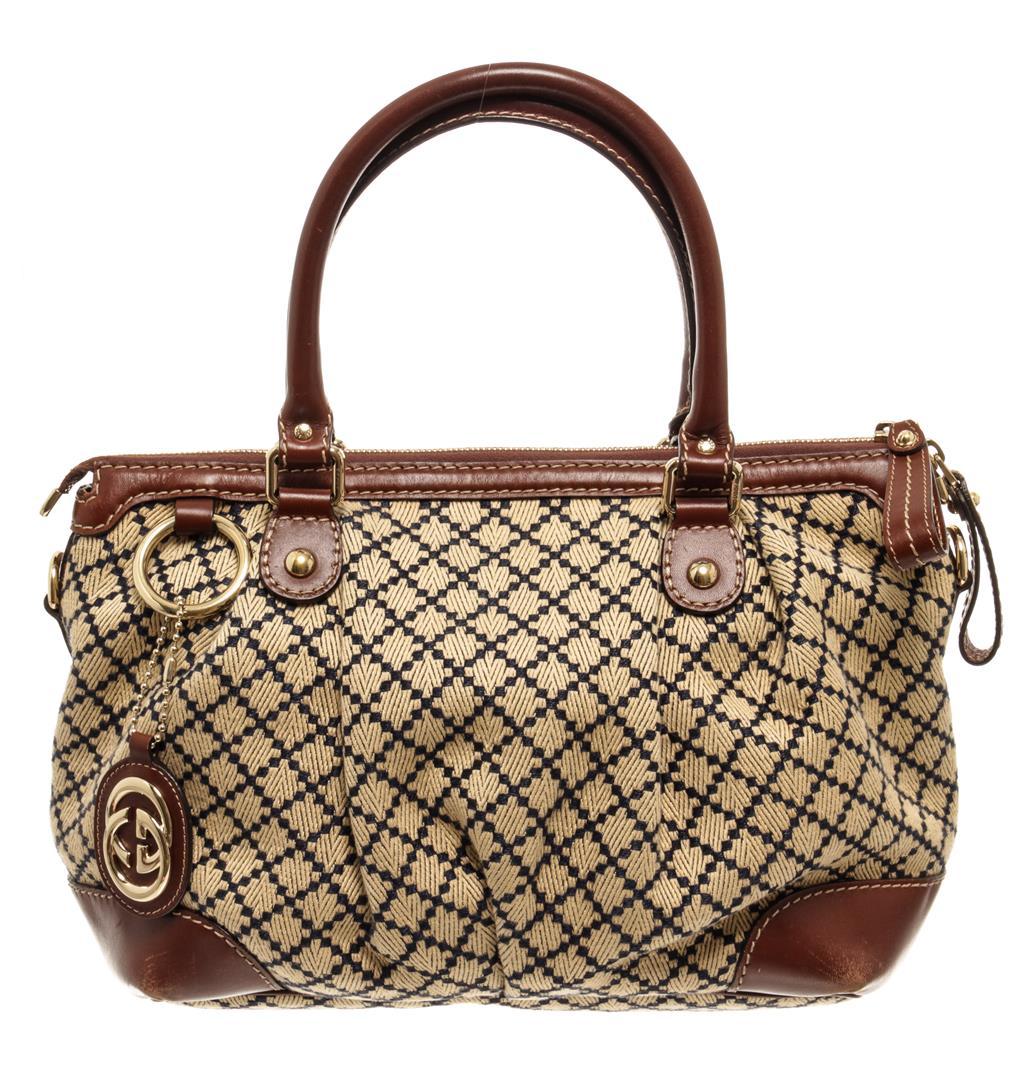 Gucci Brown Canvas Diamante Shoulder Bag