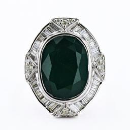 10.42 ctw Emerald and 0.98 ctw Diamond 14K White Gold Ring