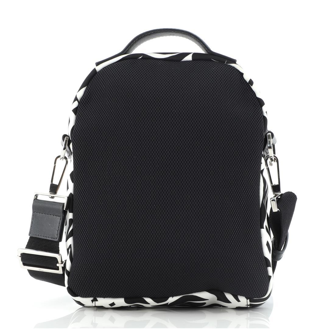 Christian Dior Black White Printed Nylon Mini Rider Shoulder Bag