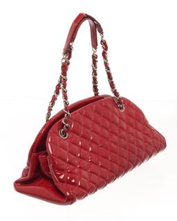 Chanel Red Quilted Patent Bowling Chain Shoulder Bag