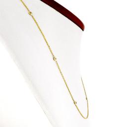 14K Yellow Gold .12 ctw 6 Bezel Station Round Diamond by the Yard Chain Necklace