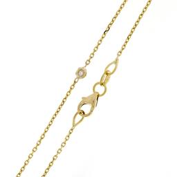 14K Yellow Gold .12 ctw 6 Bezel Station Round Diamond by the Yard Chain Necklace