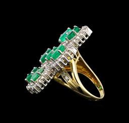 14KT Yellow Gold 4.90 ctw Emerald and Diamond Ring