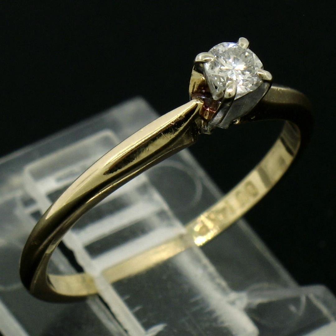 Petite 14k Two Tone Gold 0.15 ctw Round Brilliant Diamond Solitaire Promise Ring
