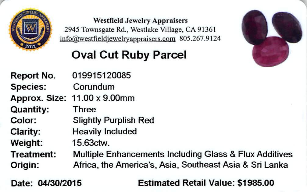 15.63 ctw Oval Mixed Ruby Parcel