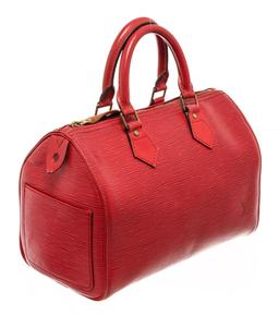 Louis Vuitton Red Epi Leather Speedy 25 Satchel Bag