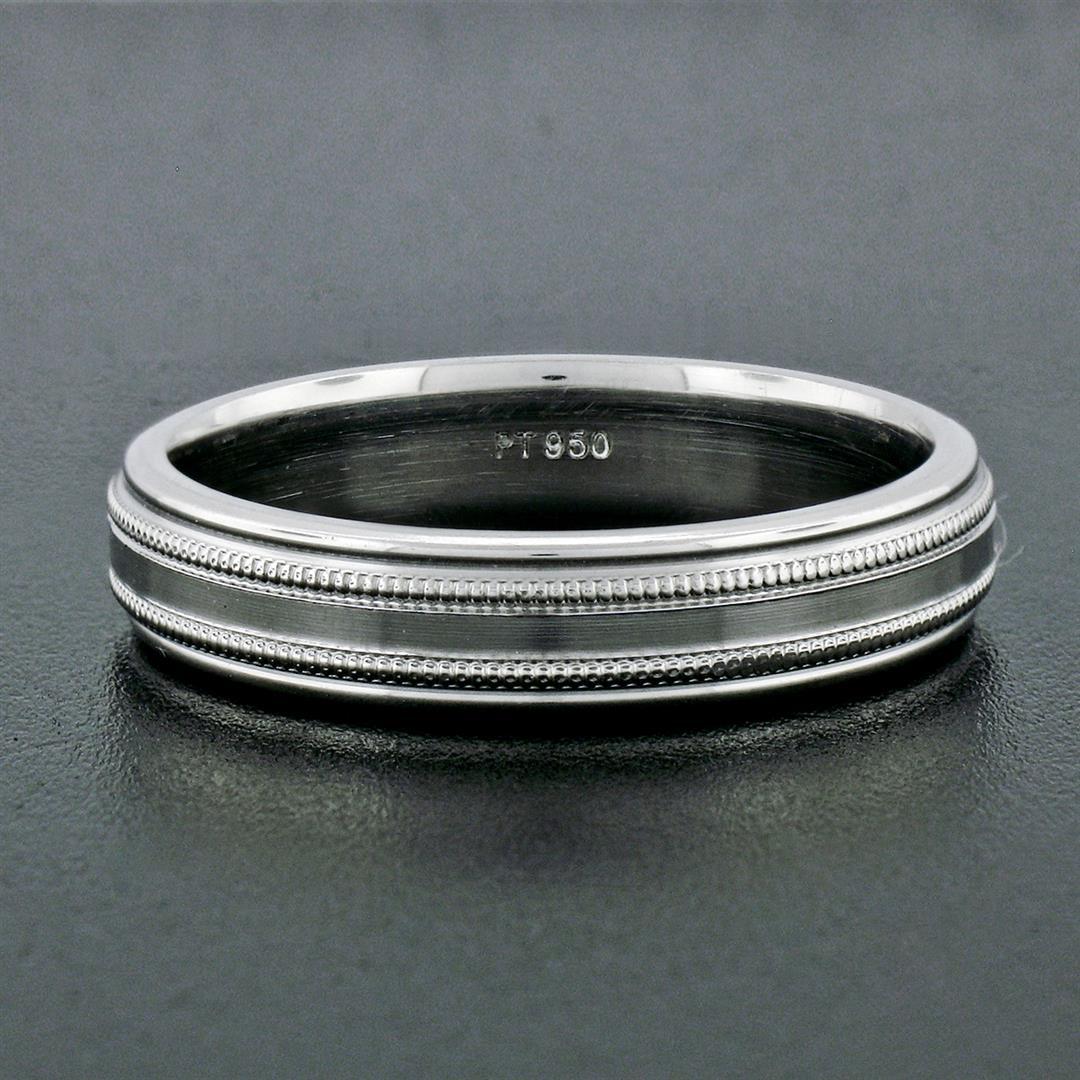 Men's Solid .950 Platinum 5mm Classic Dual Milgrain Polished Band Ring Size 11