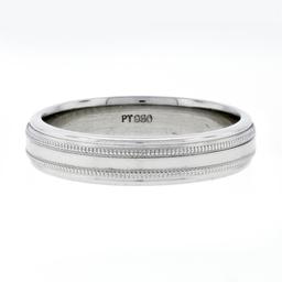 Men's Solid .950 Platinum 5mm Classic Dual Milgrain Polished Band Ring Size 11