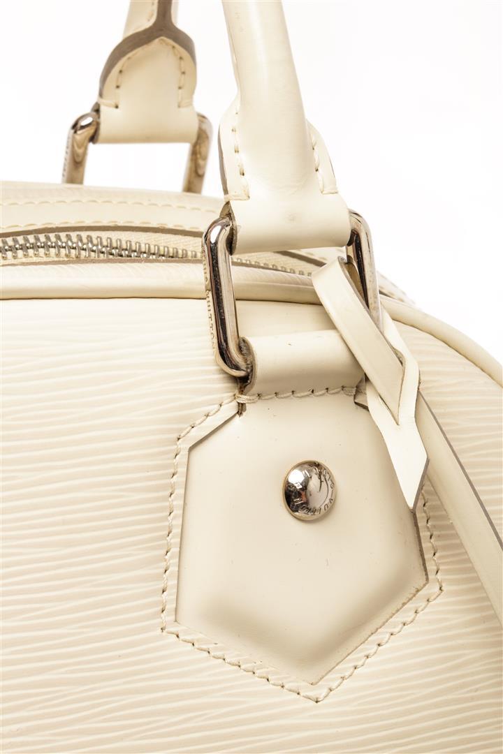 Louis Vuitton Ivory White Epi Leather Bowling Montaigne BB Tote Bag