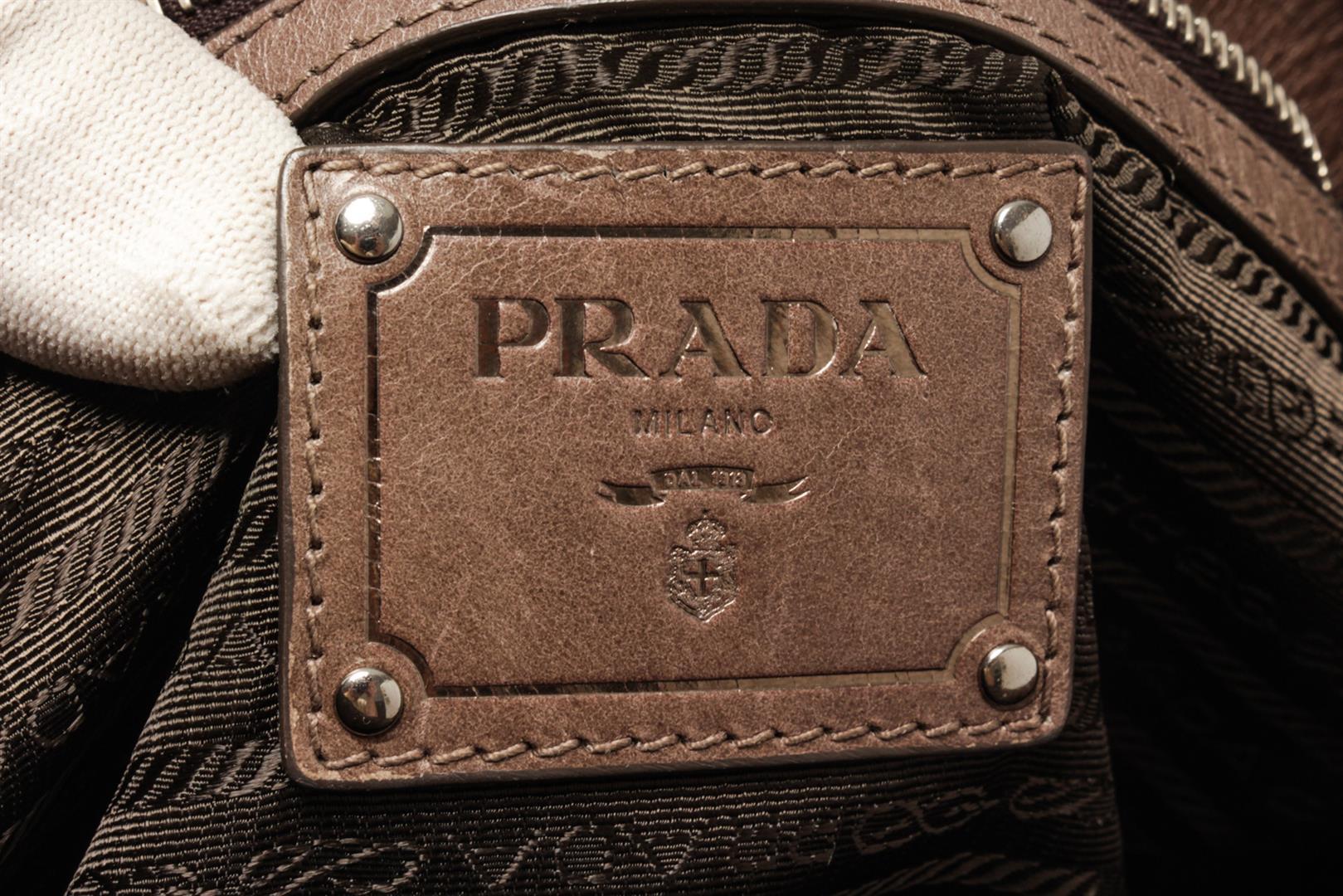 Prada Brown Leather Vitello Shine Shoulder Bag