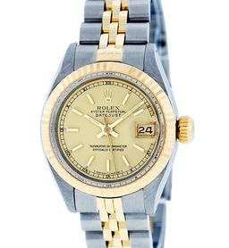 Rolex Ladies 2T Yellow Gold & Stainless Steel Champagne Index Wristwatch 26MM