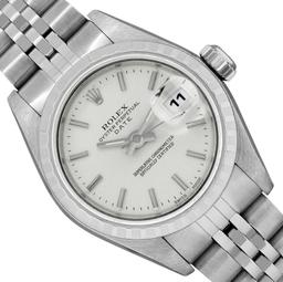 Rolex Ladies Stainless Steel Silver Index Dial Engine Turn Bezel Jubilee Band Da