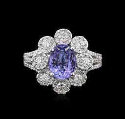 14KT White Gold 2.00 ctw Tanzanite and Diamond Ring