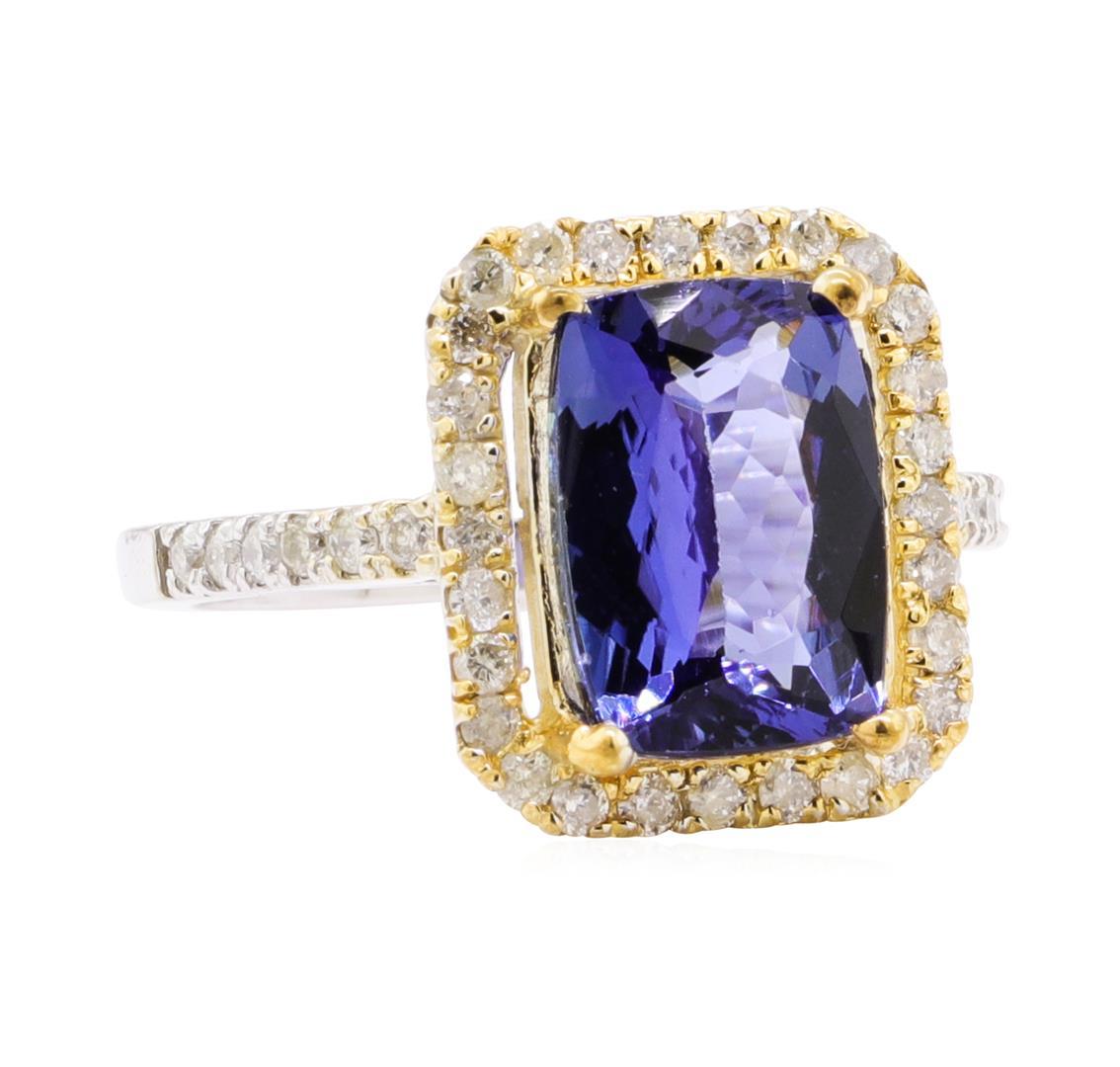 3.31 ctw Tanzanite and Diamond Ring - 14KT White Gold