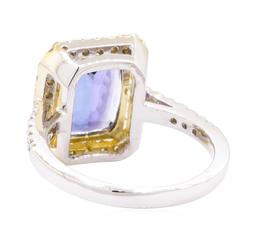 3.31 ctw Tanzanite and Diamond Ring - 14KT White Gold