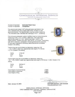 3.31 ctw Tanzanite and Diamond Ring - 14KT White Gold