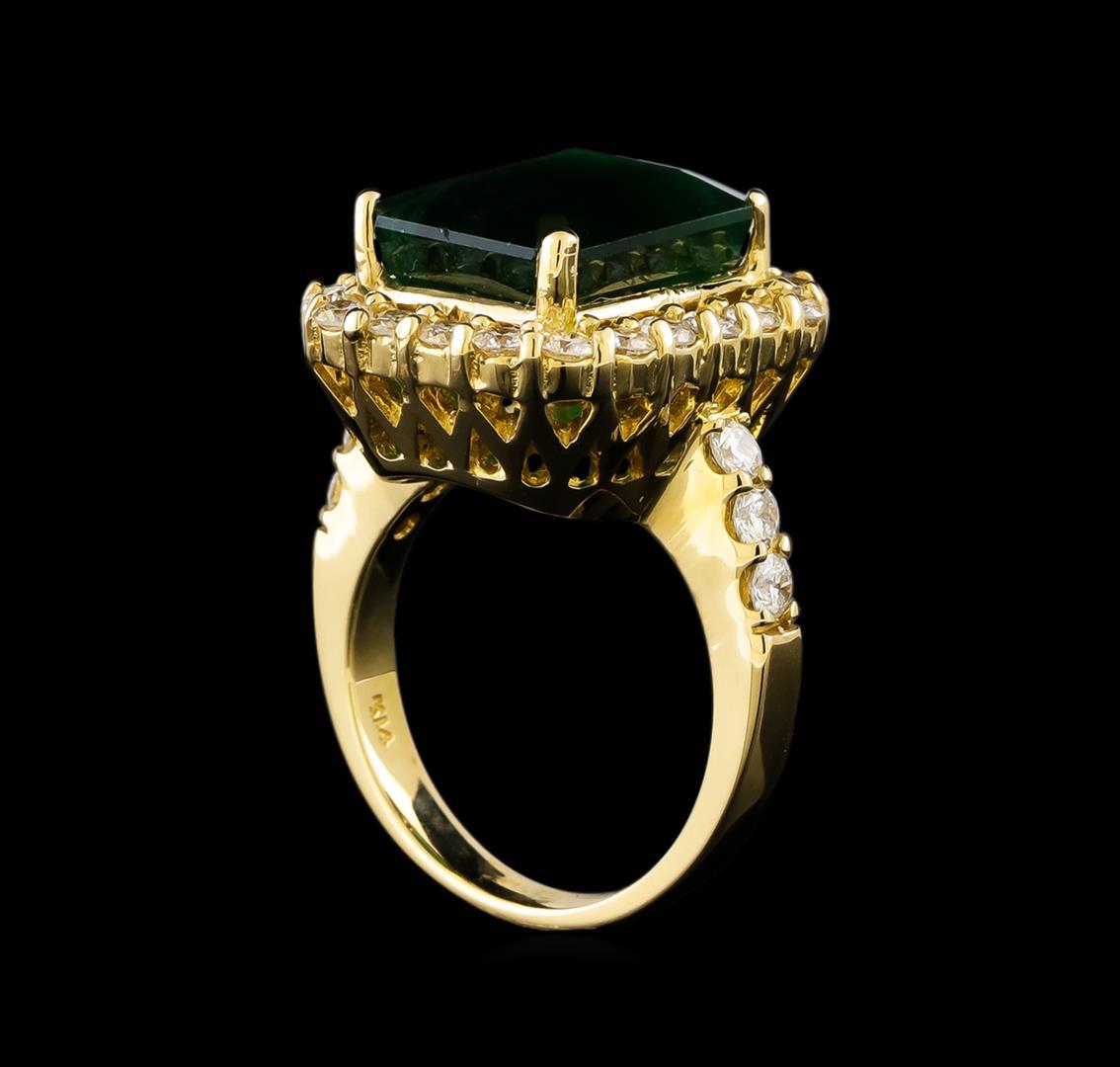 14KT Yellow Gold 6.96 ctw Emerald and Diamond Ring