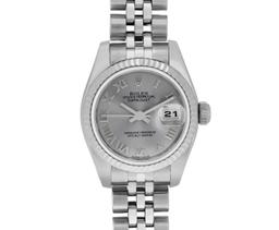 Rolex Ladies Quickset Silver Roman White Gold Bezel With Hidden Clasp Jubilee Ba