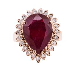 9.44 ctw Ruby And Diamond Ring - 14KT Rose Gold