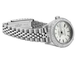 Rolex Ladies Quickset Sapphire Stainless Steel Silver Dial Diamond Bezel Date Wa