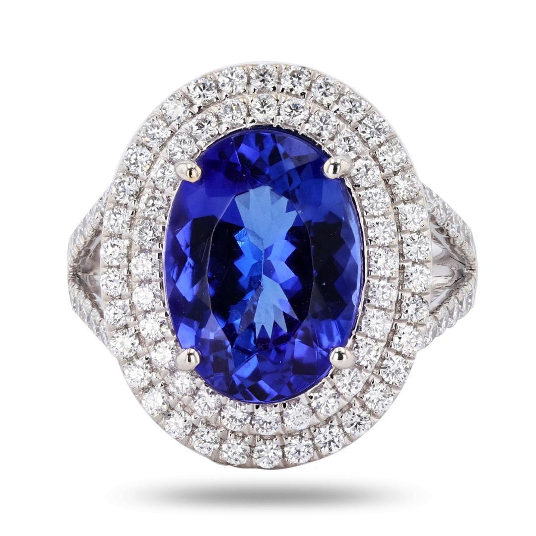 4.95 ctw Tanzanite and 1.05 ctw Diamond 18K White Gold Ring