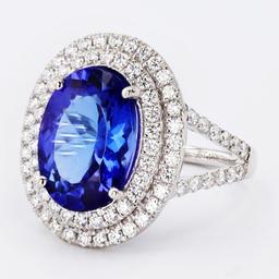 4.95 ctw Tanzanite and 1.05 ctw Diamond 18K White Gold Ring