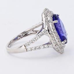 4.95 ctw Tanzanite and 1.05 ctw Diamond 18K White Gold Ring