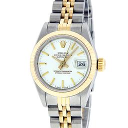 Rolex Ladies 2 Tone White Index Fluted Bezel 26MM Wristwatch