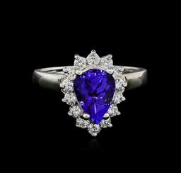 1.88 ctw Tanzanite and Diamond Ring - 14KT White Gold