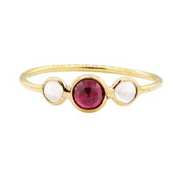 1.20 ctw Ruby and Moonstone Ring - 18KT Yellow Gold